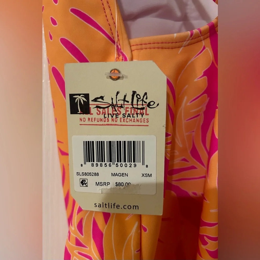 Salt Life 3pc Set Ruana OSFM Dress Small Bathing Suit XS NWT Magen Pink & Coral - Picture 11 of 16